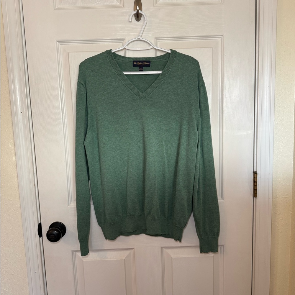 Brooks Brothers Classic Green V-Neck Sweater